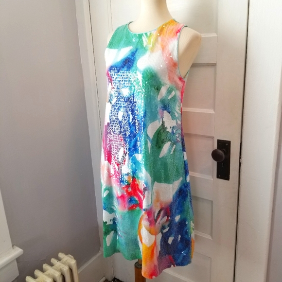 Julia Jordan Floral Sequin Dress, Size 6 - Picture 2 of 11